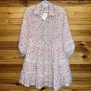 Sage + fig tiered puff sleeve floral dress Small New